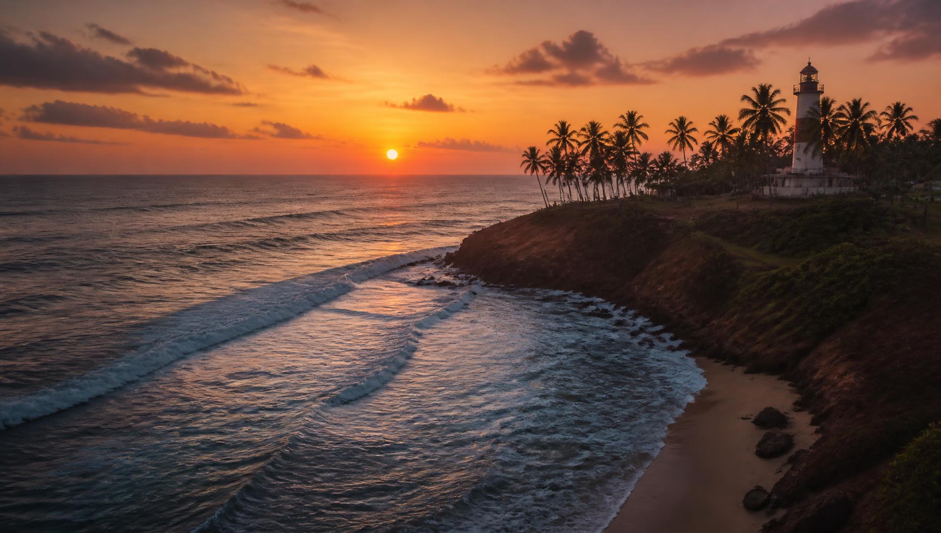 Sunset over the southern coast of Sri Lanka